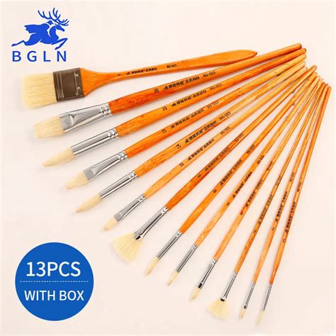 Bgln 13Pcs/Set Bristle Hair Professional Oil Paint Brush Oil Brush ...