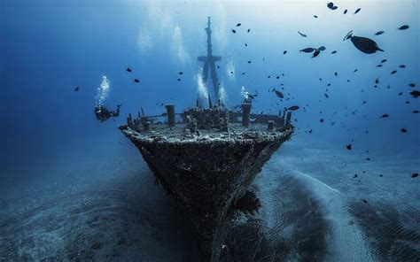 3840x2160px Free Download Hd Wallpaper Sunken Ship Gray Ship