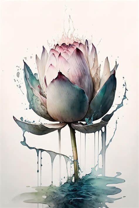 Premium Photo | Watercolor painting of a lotus flower