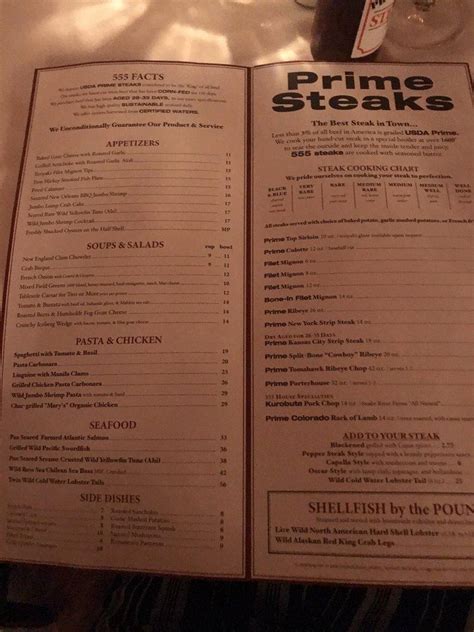 Menu At 555 East American Steakhouse Long Beach