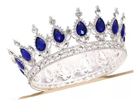 Tiara Corona Tocado Novia Quincea Eraxv Reina Cristales Azul Env O Gratis