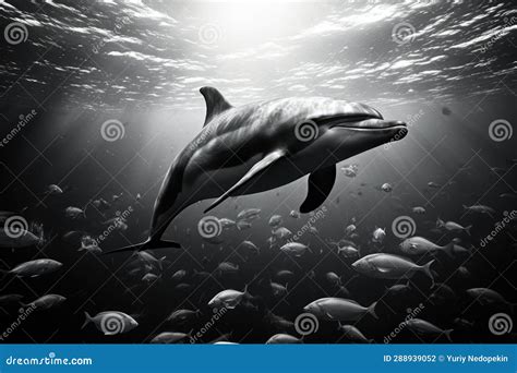 Dolphin Swim In The Blue Sea In A Picturesque Place Stock Photo Image