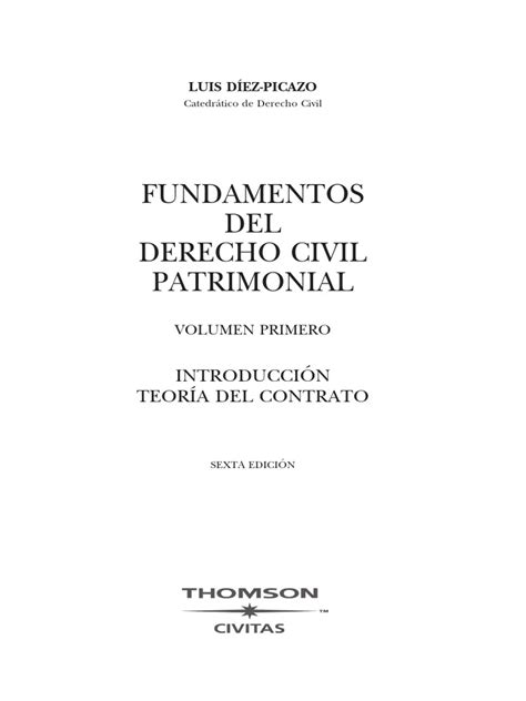 Diez Picazo Luis Fundamentos Del Derecho Civil Patrimonial Las Relaciones Obligatorias Pdf