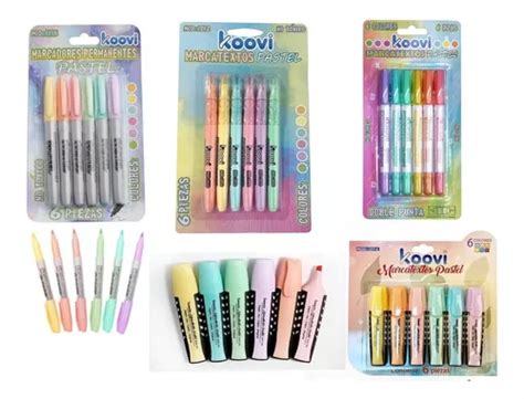 Koovi Marcatextos Permanentes Doble Punta Pastel Kit