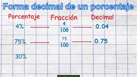 Convertir Un Porcentaje A Fraccion Y A Decimal Youtube