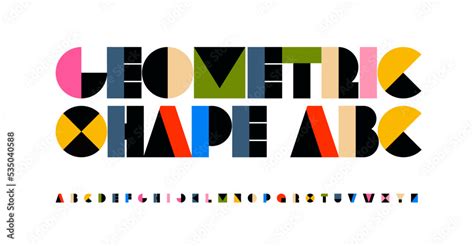 Geometric shape font color alphabet letters. Modern logo typography ...