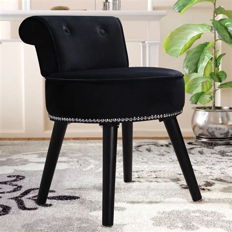 veikous small wooden vanity stool    velvet padded seat