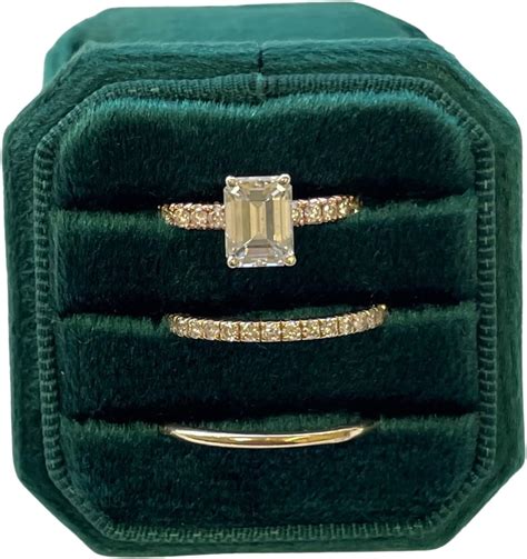 Amazon Luxury 3 Slots Velvet Ring Box Square Octagon For