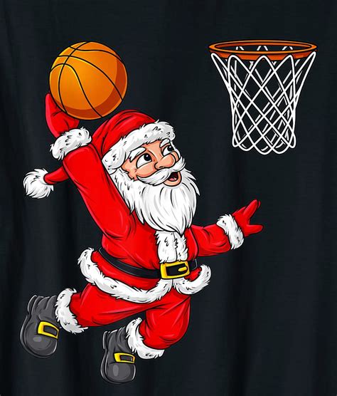 Christmas Santa Claus Dunking A Basketball Funny Xmas T Shirt Men Buy