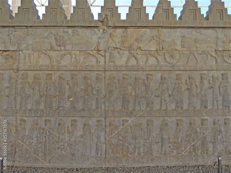 Ancient Persian bas-relief from Apadana palace in Persepolis, depicting ...