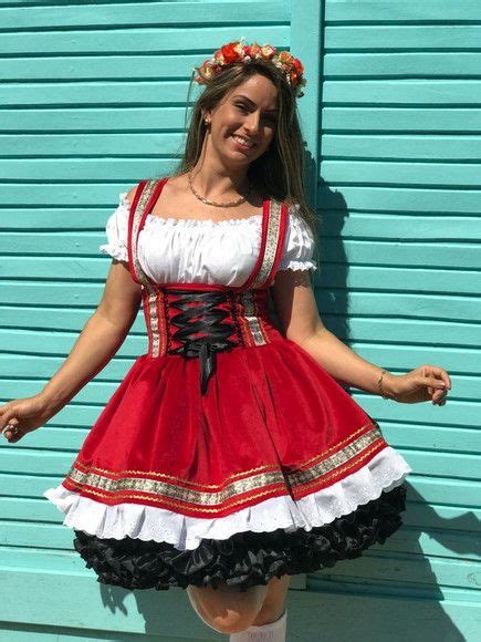 JARDINEIRA VELUDO VERMELHO TRAJE TIPICO ALEMÃO OKTOBERFEST no Elo7