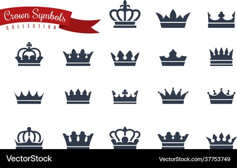 Icon crown queen king crowns black silhouette Vector Image