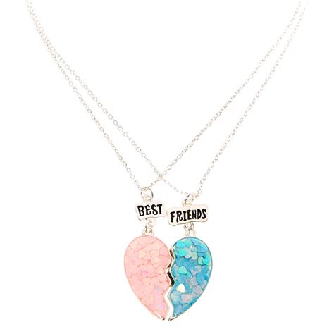 Best Friends Confetti Split Heart Pendant Necklaces | Claire's US