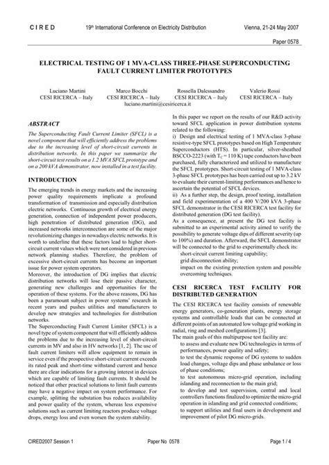 PDF ELECTRICAL TESTING OF 1 MVA CLASS THREE PHASE SHORT CIRCUIT