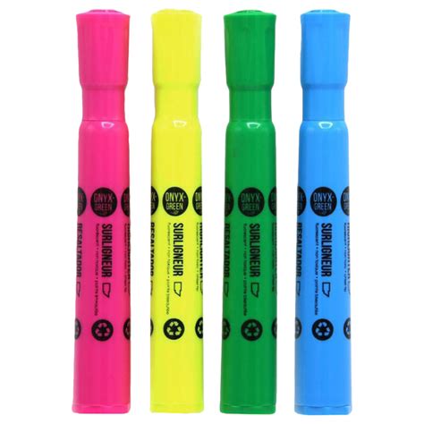 Onyx And Green Broad Highlighter Pens 4 Colours Chisel Tip Buy At