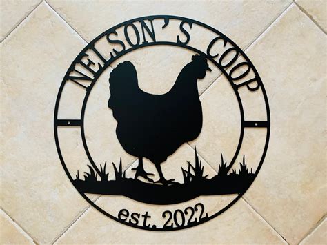 Personalized Metal Chicken Coop Sign Custom Farm Outdoor Etsy