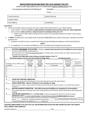 Fillable Online Fillable Online Lst Refund Form Capital Tax