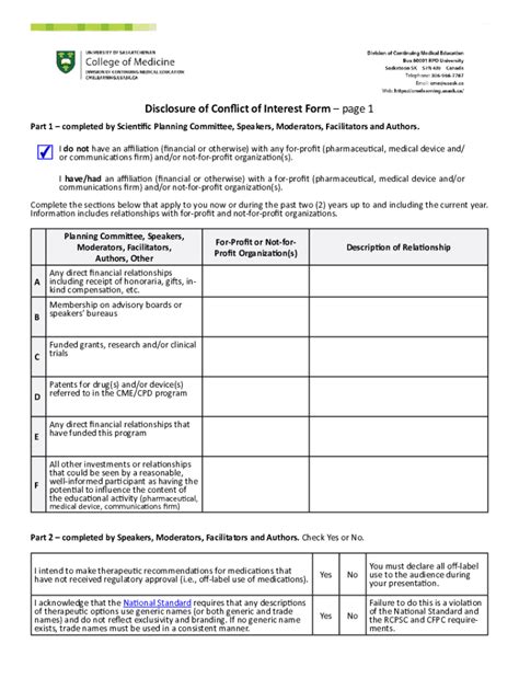 Fillable Online Disclosure Conflict Of Interest Declaration Fax Email Print Pdffiller