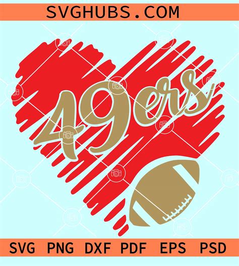 San Francisco 49ers Heart Svg San Francisco 49ers Scribble Heart Svg