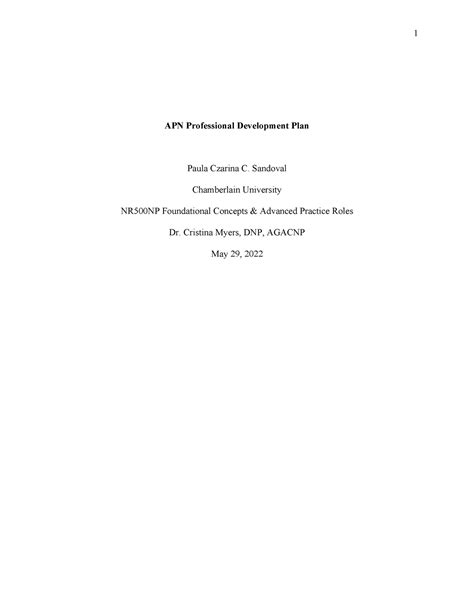 Nr Week Apn Professional Development Plan Apn Professional