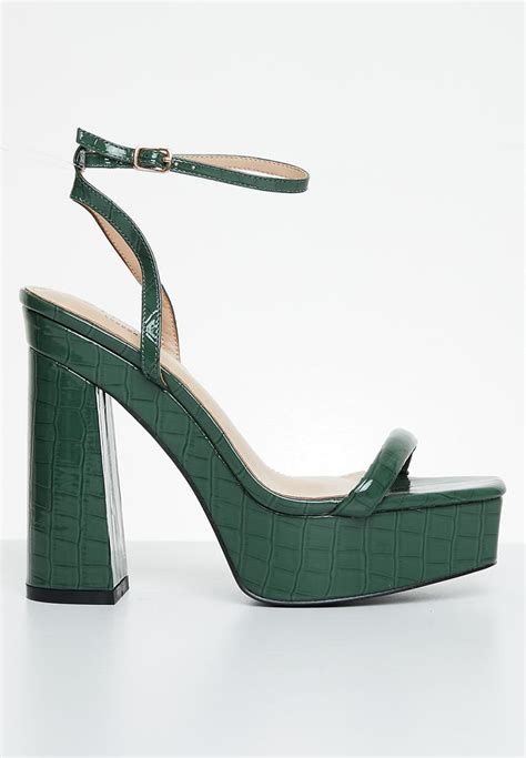 Sia 2 Platform Block Heel Forest Green Simmi London Heels