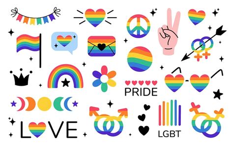 Premium Vector Lgbt Stickers Pack In Doodle Style Lgbtq Set Lgbt