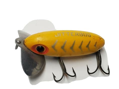 VINTAGE JITTERBUG YELLOW Fishing Lure by Fred Arbogast Akron Ohio ...