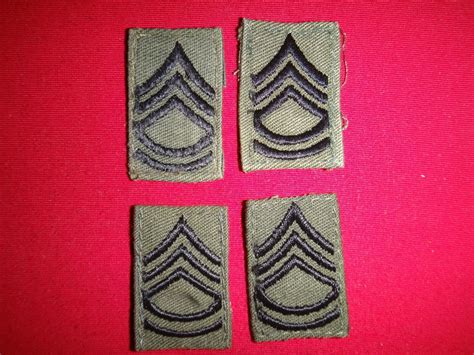 Two 2 Pairs Of Us Army Sergeant 1st Class Rank Subdued Collar Patches Ebay