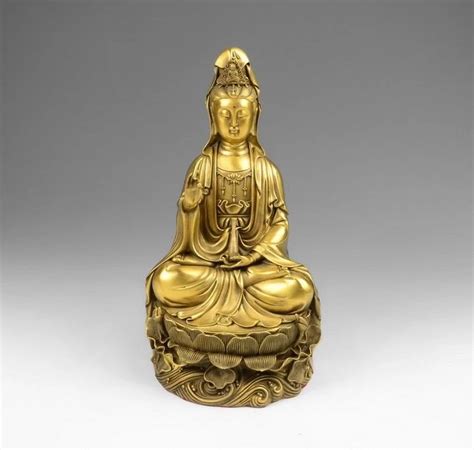 Free Shipping Tibet Buddhism Brass Copper Lotus Kwan Yin Guanyin