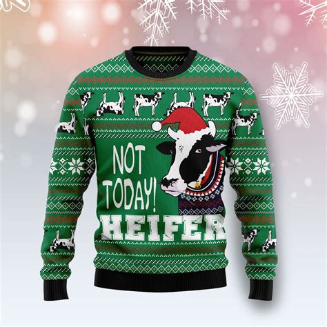 Cow Not Today Christmas Wool Sweater Robinplacefabrics