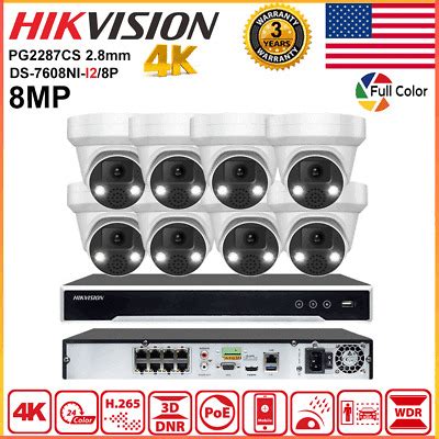 Hikvision Mp Ch Poe Nvr Cctv System Kit K Mp Colorvu Ip Camera