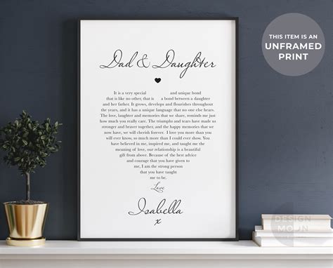 Dad And Daughter Poem Print Unframed Dad Poem Dad Birthday T From Daughter Dad Ts