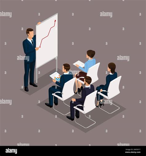 Isometric People Businessmen 3D Business Woman Education Group Office