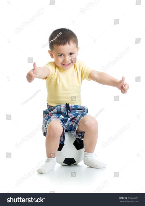 Child Boy Sitting On Soccer Ball Stock Photo (Edit Now) 754845601