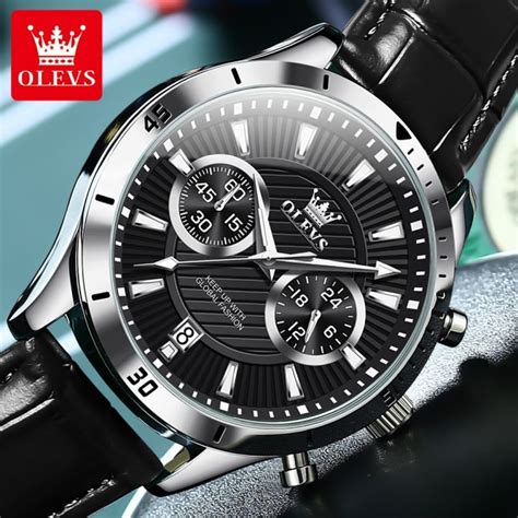 Olevs Watch For Men Waterproof Original Imported Quartz Leather