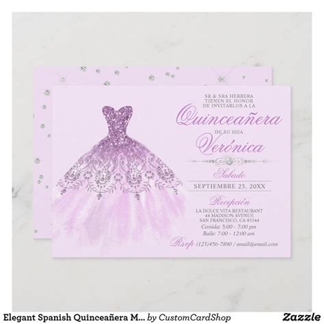 Elegant Spanish Quinceañera Mis Quince Purple Invitation Zazzle