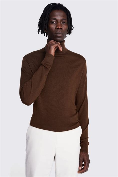 Chestnut Merino Roll Neck Jumper Buy Online At Moss