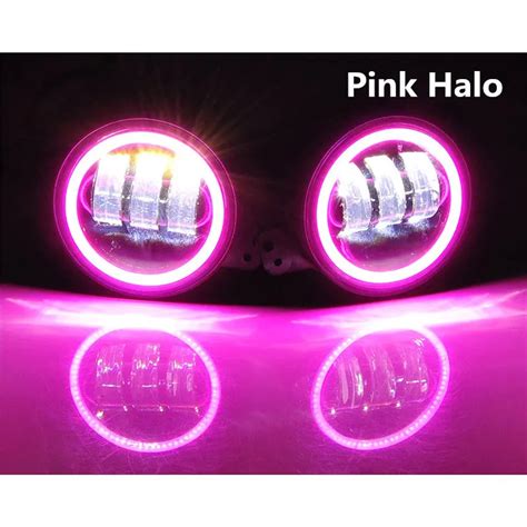 Inch Led Fog Light With Pink Drl Lights Fog Lamp With Halo Angel Eyes