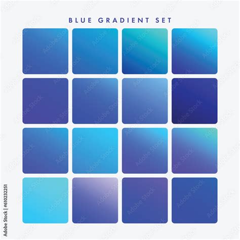 set of blue gradients, blue gradient set, vector set of gradients ...