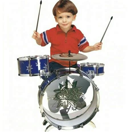 Bateria Musical Infantil Tambor Baquetas Pedal Banquinho R