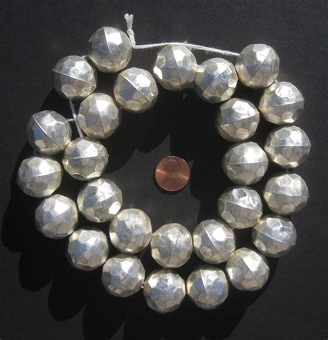 Faceted Silver Beads Mm Huge Beads Large Metal Beads Etsy