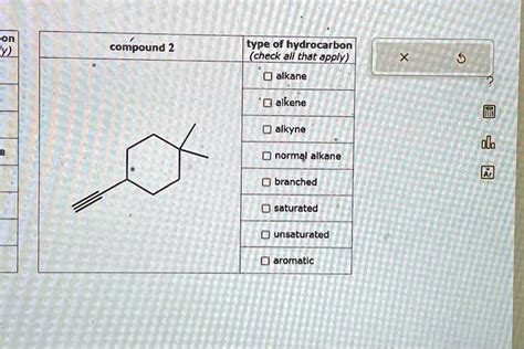 Solved Classify Each Hydrocarbon In The Table Below On Compound2 Type Of Hydrocarbon Check Ali