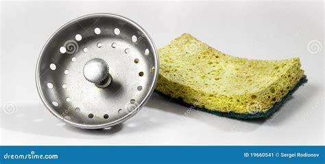 sponge  drain plug stock image image  silver steel