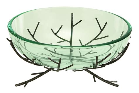 Glass Bowl Metal Stand Ultimate Modern Furniture Blend - Walmart.com