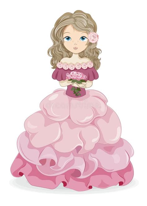 Beautiful Princess With Rose Stock Vector Illustration Of Characters