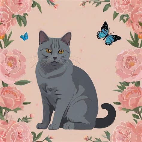 Un Gato Con Una Mariposa En La Cabeza Se Sienta En Un Fondo Rosa Con