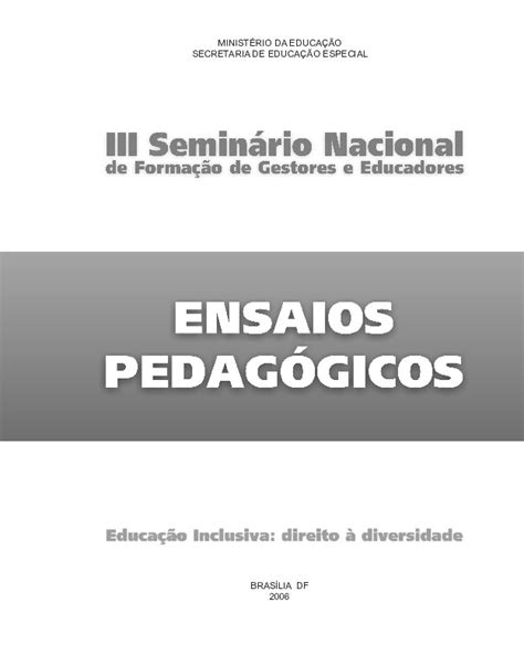 Ensaios pedagógicos educação inclusiva direito à diversidade GEDH