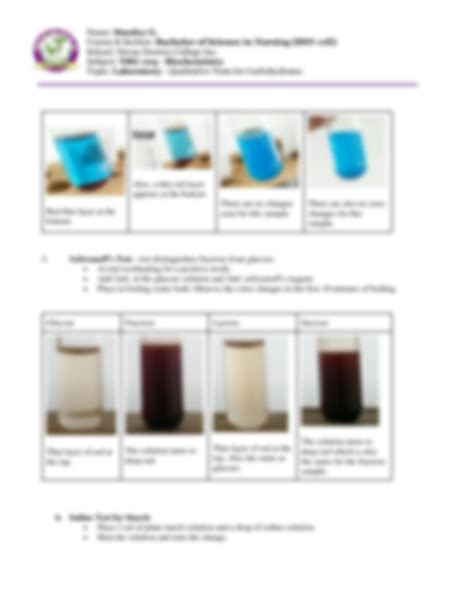 Solution Biochemistry Laboratory Activity Qualitative Tests For