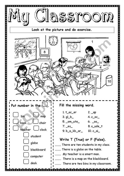 My Classroom Esl Worksheet By Saifonduan Worksheets Classroom