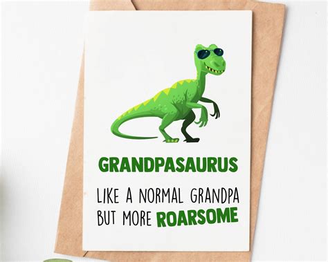 Funny Grandpa Birthday Card, Grandpasaurus Birthday Card, Grandfather ...